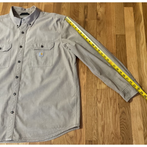 Carhartt Men's XL Loose Fit Brown Long Sleeve Button Up Work Shirt 104368 EUC - Picture 14 of 15